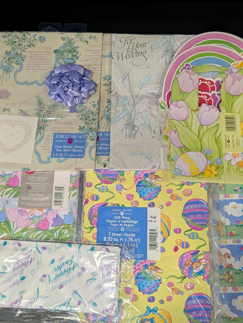 Large Lot Vtg Easter & Wedding American Greetings  Wrapping Paper Tissue & Boxes